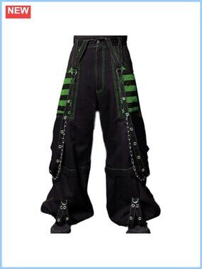 High Waist Flare Wide Leg Cargo Jeans Baggy Gothic Punk Pants